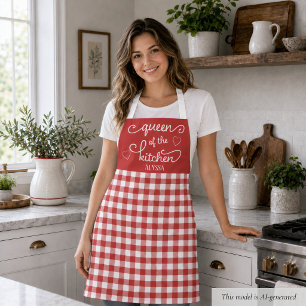Red Gingham Queen of the Kitchen Apron