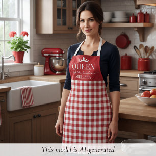 Red Gingham Queen of the Kitchen Apron