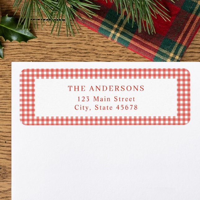 Red Gingham Return Address (Creator Uploaded)