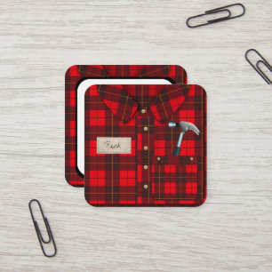 red gingham shirt handyman business card