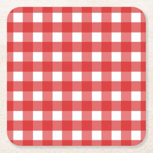 Red gingham square paper coaster
