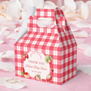 Red Gingham Strawberries Baby Shower Thank you Favour Box