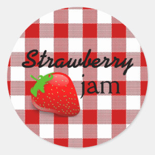 Red Gingham-Strawberry Jam Classic Round Sticker