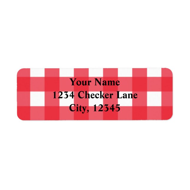 Red Gingham Summer Country BBQ Chequered Label (Front)