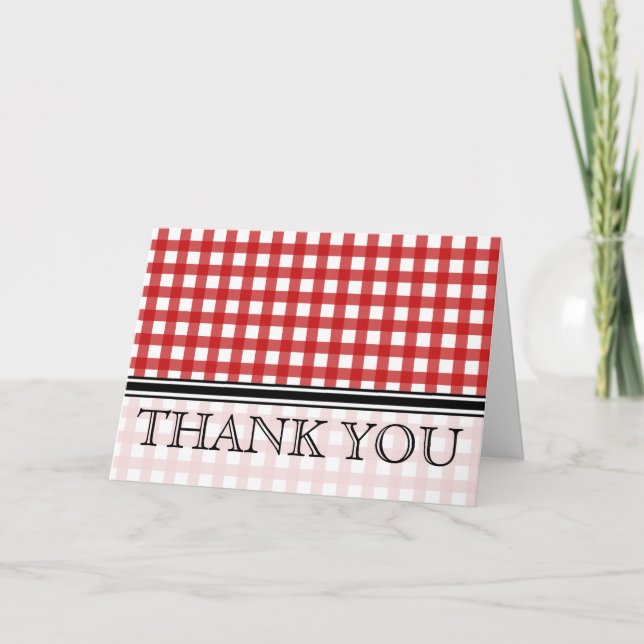 Red Gingham Thank You Card (Front)
