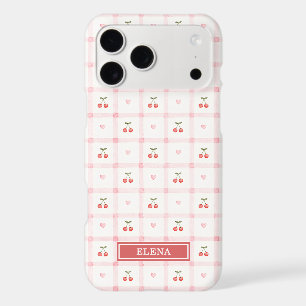 Red Gingham with Cherries and Bows Monogrammed