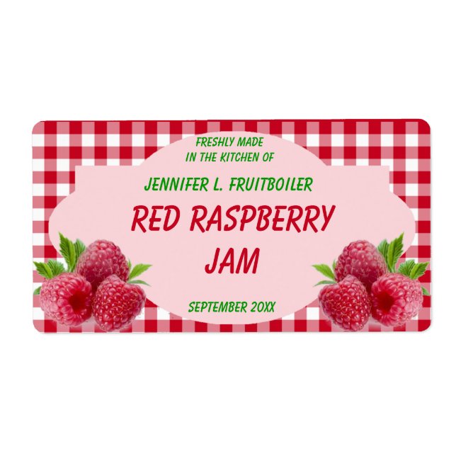 Red Gingham with Raspberries Jam or Food (Front)