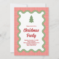 Red Gingham with Wavy Green Border Photo Seasonal