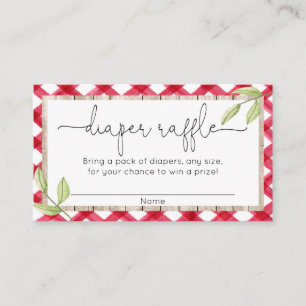 Red gingham wood bbq summer diaper raffle enclosure card