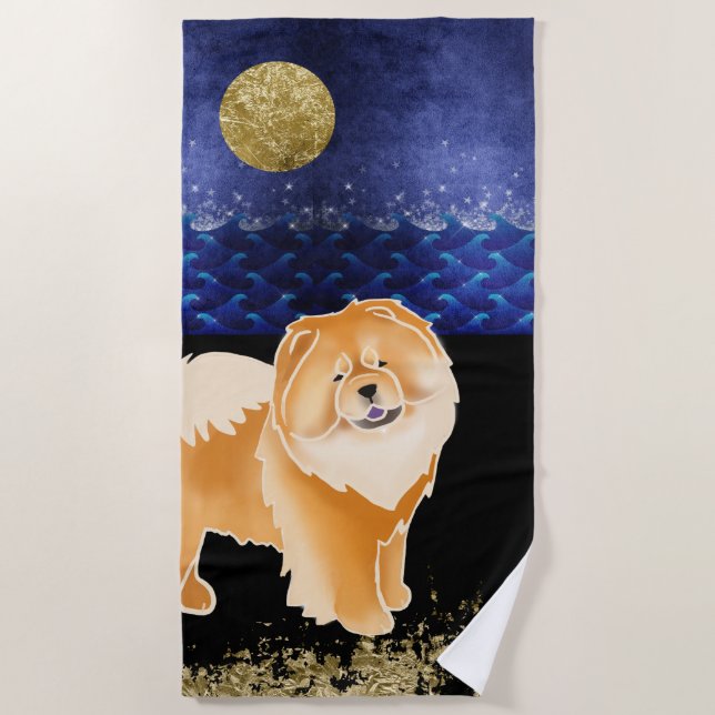 Red Gingko the Chow Beach Towel (Front)