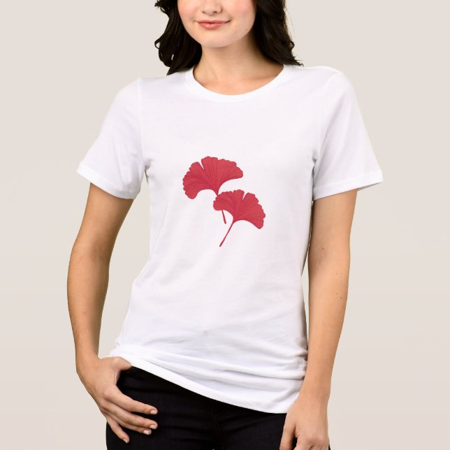 Red Ginkgo Leaves  Tri-Blend Shirt (Front)