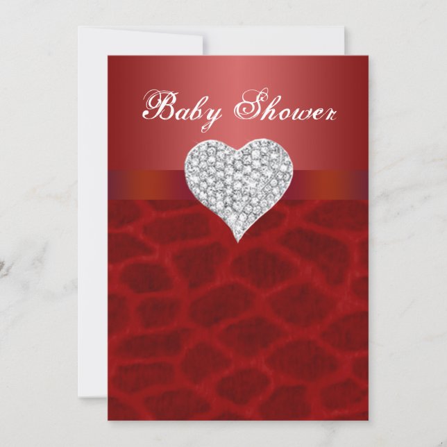 Red Giraffe Diamond Heart Baby Shower Invitation (Front)