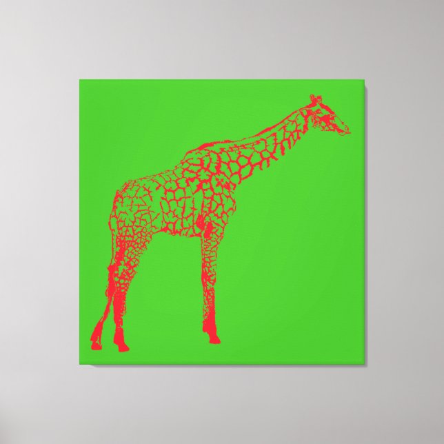 Red Giraffe Stencil Canvas Print (Front)