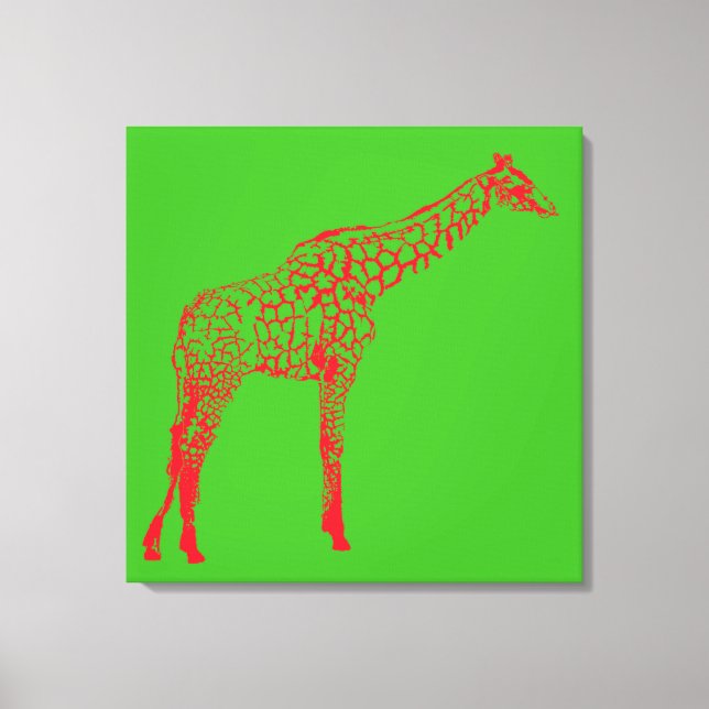 Red Giraffe Stencil Canvas Print (Front)