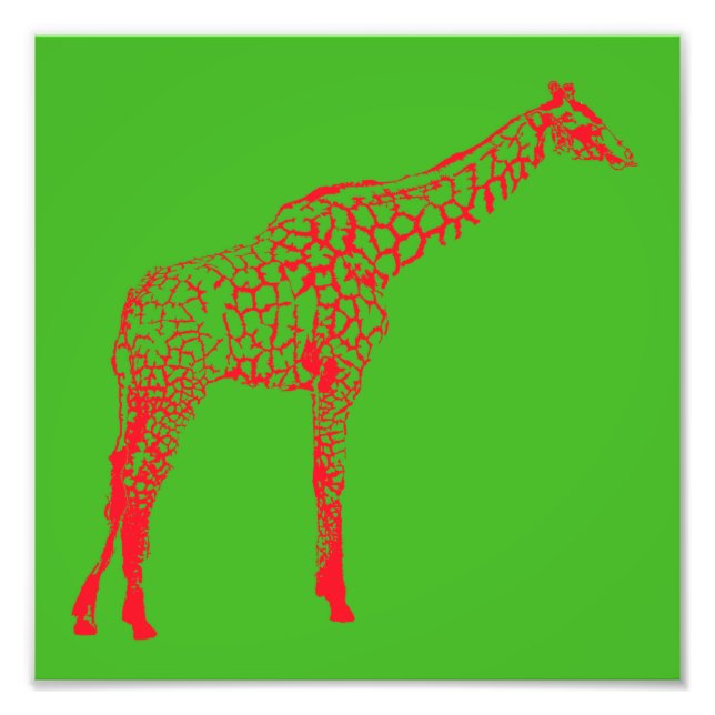 Red Giraffe Stencil Photo Print (Front)