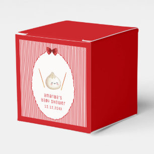 Red Girl Bow Asian Dumpling Baby Shower  Favour Box