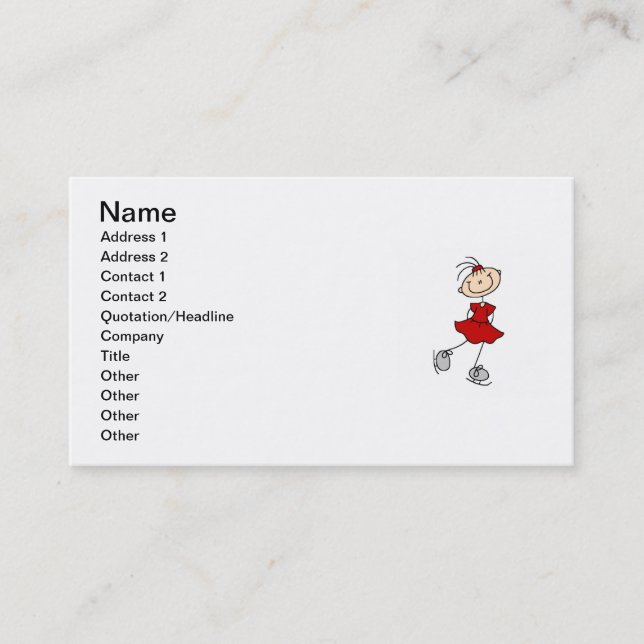 Red Girl Ice Skater T-shirts and Gifts Business Card (Front)