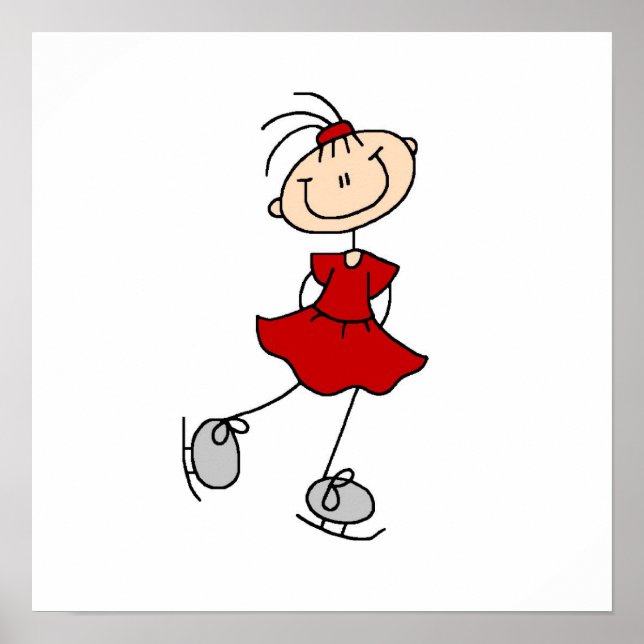 Red Girl Ice Skater T-shirts and Gifts Poster (Front)