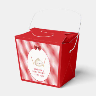 Red Girl Kawaii Bow Asian Dumpling Baby Shower  Favour Box