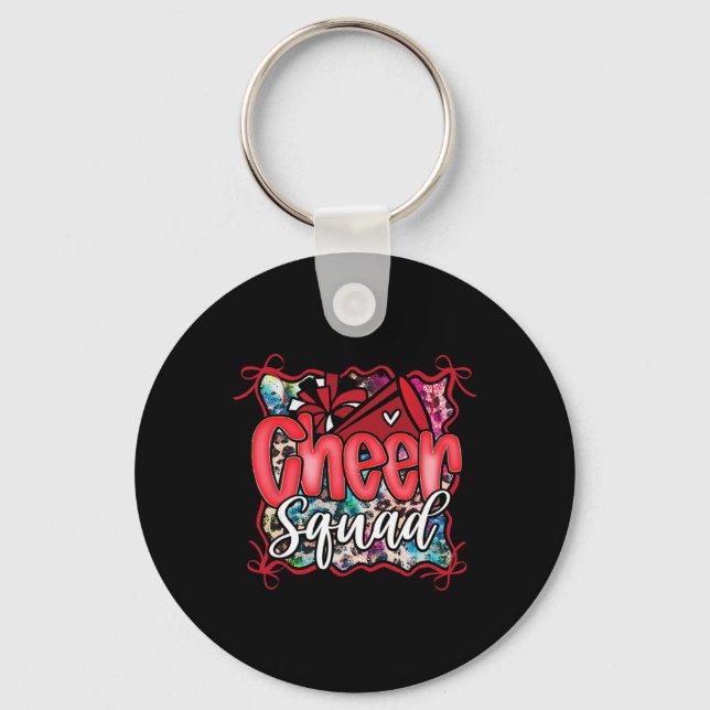 Red Girl Matching Bow Leopard Rainbow Coquette Che Key Ring (Front)