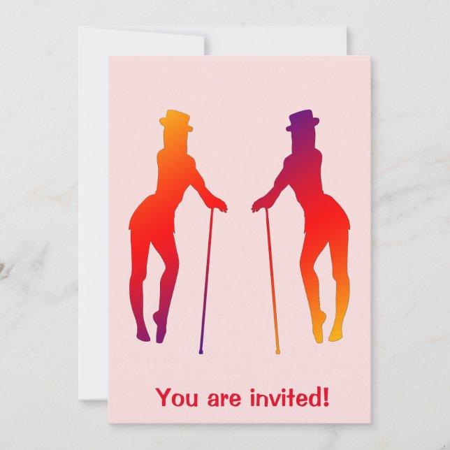Red Girls Dancing Jazz  Invitation (Front)