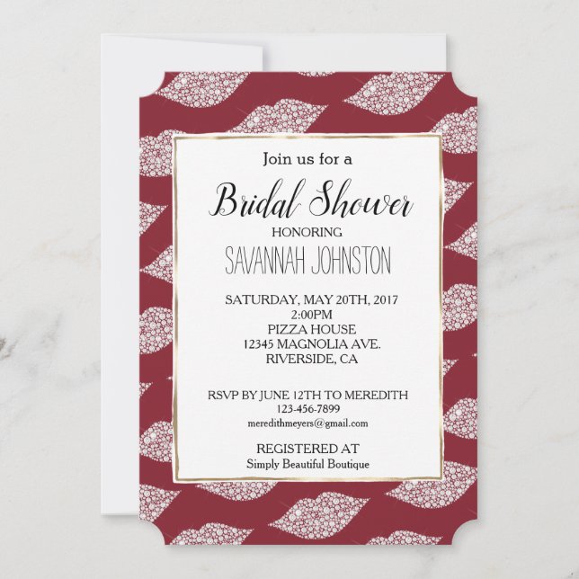 Red Glam Diamond Lips Invitation (Front)