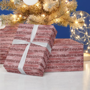 Red Glam Glitter Stripes   Wrapping Paper