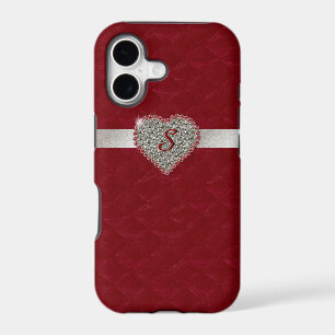 Red Glam Heart Monogram iPhone 7 Plus case