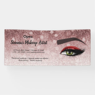 Red glam lashes eyes makeup artist banner