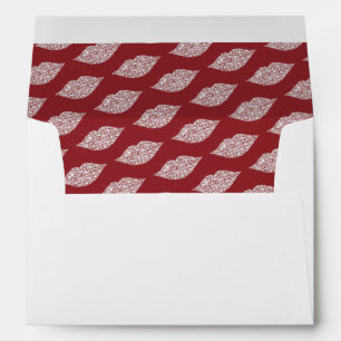 Red Glam White Diamond Lips Envelope