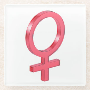 Red glass female gender sign coaster