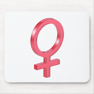 Red glass female gender sign mouse pad