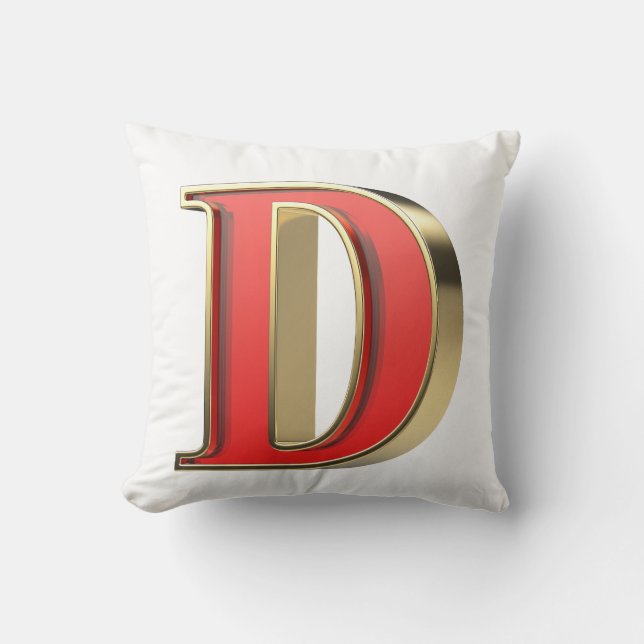 Red glass letter D Cushion (Front)