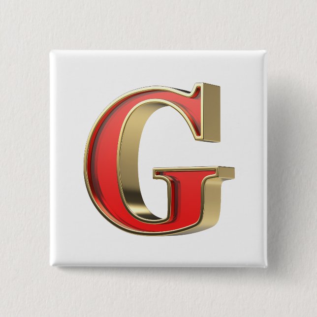 Red glass letter G 15 Cm Square Badge (Front)