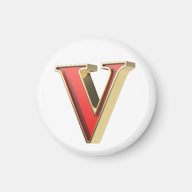 Red glass letter V Magnet (Front)