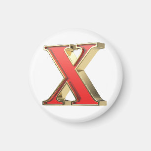 Red glass letter X  Magnet
