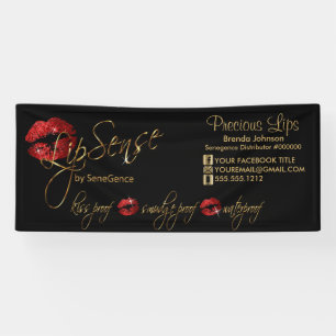 Red Glitter and Gold Lips Banner