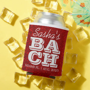 Red Glitter Bachelorette Party Personalised Can Cooler
