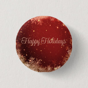 Red Glitter Background With Snowflakes 3 Cm Round Badge