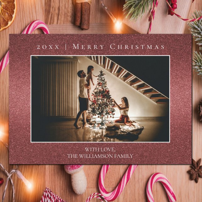 Red Glitter Christmas Photo Card (Red Glitter Christmas Photo Card)