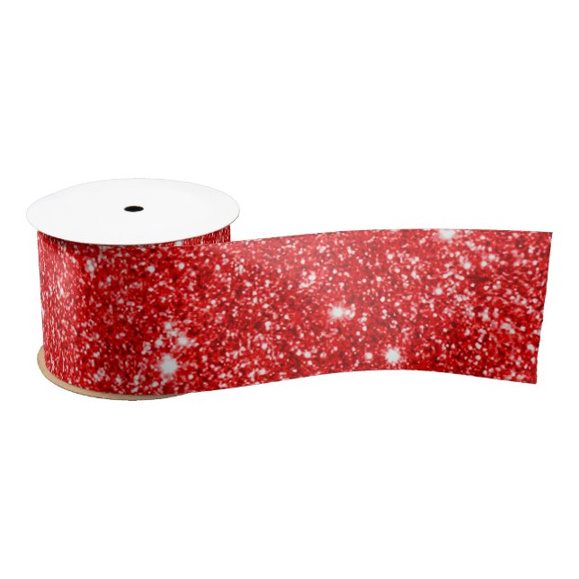 Red Glitter Christmas Satin Ribbon (Spool)