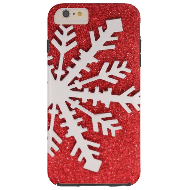 Red Glitter Christmas Sparkles Barely Snowflake Case-Mate iPhone Case (Back)