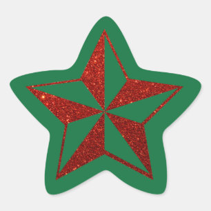Red Glitter Christmas Star Sticker