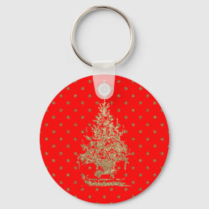 Red glitter christmas tree key ring