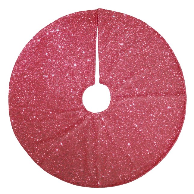 Red Glitter Christmas Tree Skirt – Festive Decor (Front)