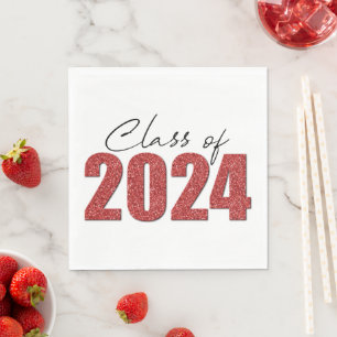 Red Glitter Class of 2024 Napkin