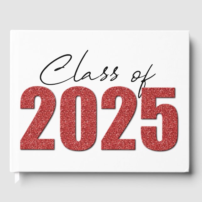 Red Glitter Class of 2025 Guest Book (Front)