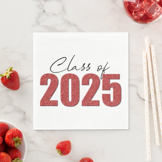 Red Glitter Class of 2025 Napkin (Insitu)