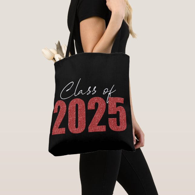 Red Glitter Class of 2025 Tote Bag (Close Up)