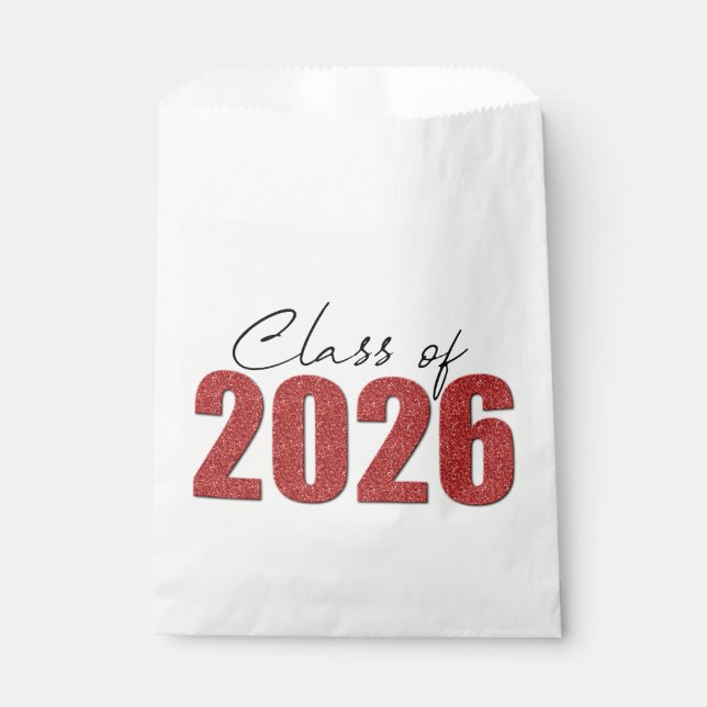 Red Glitter Class of 2026 Favour Bags (Front)